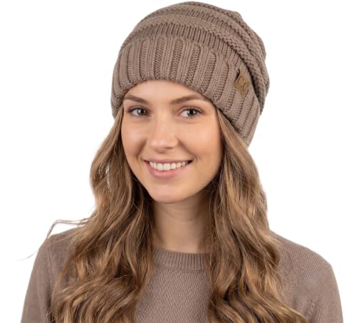 NYFASHION101 Slouch Wrinkled Beanie Cap Slouchy Skull Hat - color: Taupe