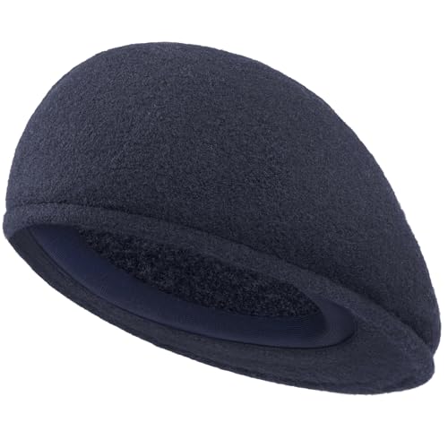 Wool Blend Mens Newsboy Caps, Classic Flat Cap Ivy Cabbie Gatsby Hat Winter Beret Hat for Men - color: Navy Blue
