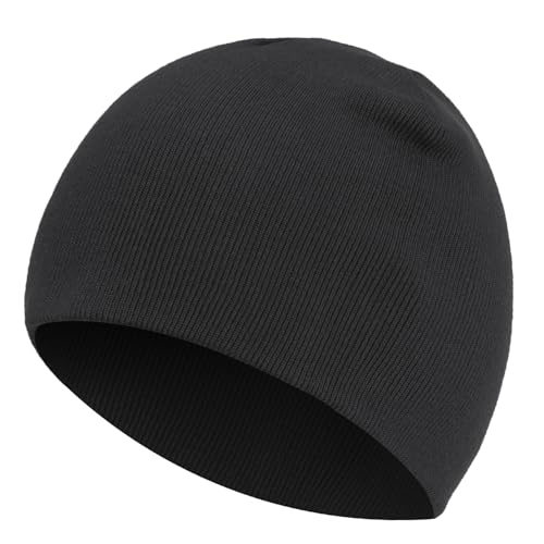 100% Cotton Beanie Hat for Men Women Cuffless Warm Winter Hats - color: 1pcs-black