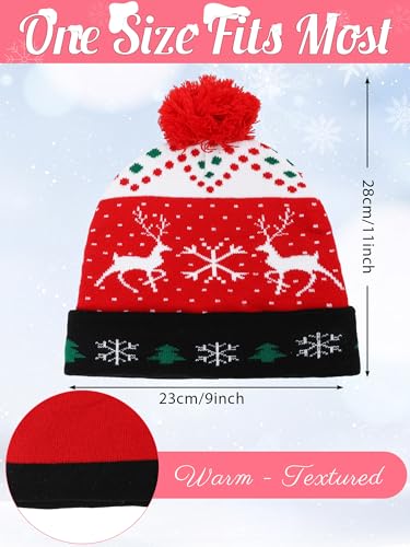 JaGely 6 Pcs Women Winter Beanie Hat Gloves Set Warm Knitted Hats and Touchscreen Gloves Lady Cold Winter Gifts for Christmas - color: Grey, Dark Blue and Red
