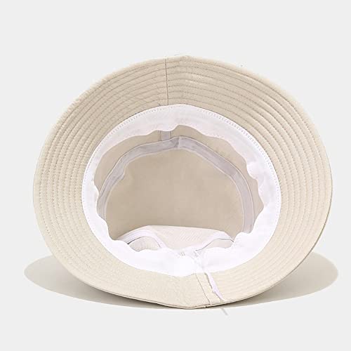 XYIYI Fashion Embroidery Bucket Hat Cotton Beach Fisherman Hats for Women Girls - color: Heart Beige