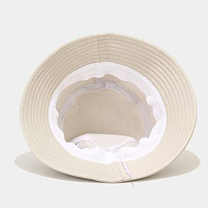 XYIYI Fashion Embroidery Bucket Hat Cotton Beach Fisherman Hats for Women Girls - color: Heart Beige