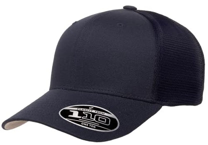 Flexfit 110M Trucker Mid-Profile Mesh Back Snapback Cap - color: Navy
