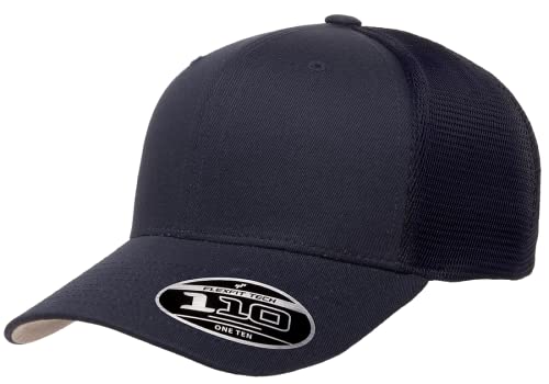 Flexfit 110M Trucker Mid-Profile Mesh Back Snapback Cap - color: Navy