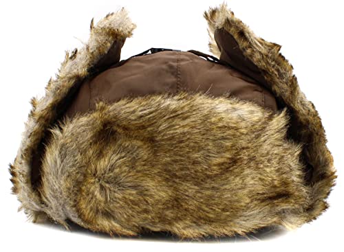 Wool Blend Aviator Trapper hat Trooper Ear Flaps Ushanka Eskimo Russian Warm Winter Cold… - color: Brown Classic Solid
