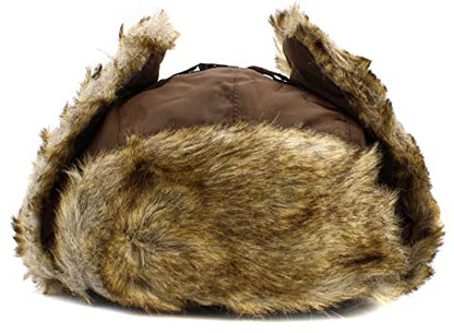 Wool Blend Aviator Trapper hat Trooper Ear Flaps Ushanka Eskimo Russian Warm Winter Cold… - color: Brown Classic Solid