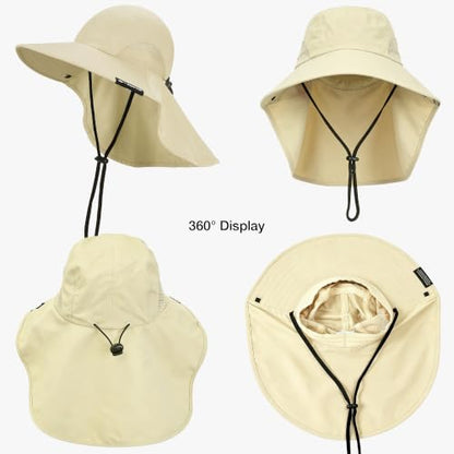 Solaris Small‑Head‑Fit Sun Hat with Neck Flap for Men & Women - color: #1 Tan, size: Medium