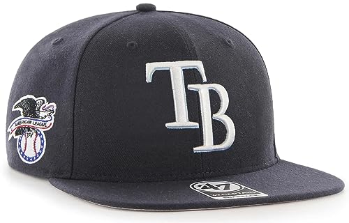 47 MLB Sure Shot Captain Hat Adjustable Structured 6-Panel Snapback Hat Cap, Adult One Size Fits All - color: Tampa Bay Rays