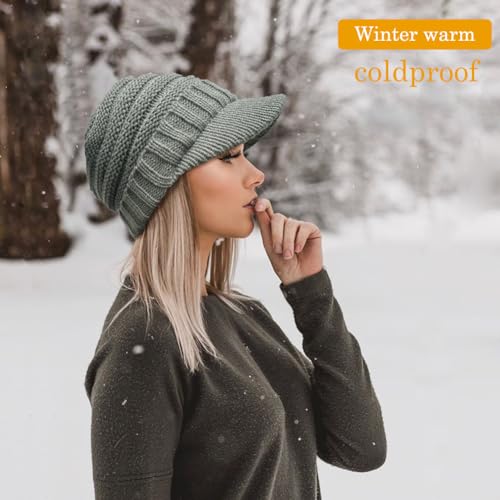 XYIYI Beanie Tail Winter Warm Knit Messy High Bun Ponytail Hats Visor Beanie Cap - color: A Grey