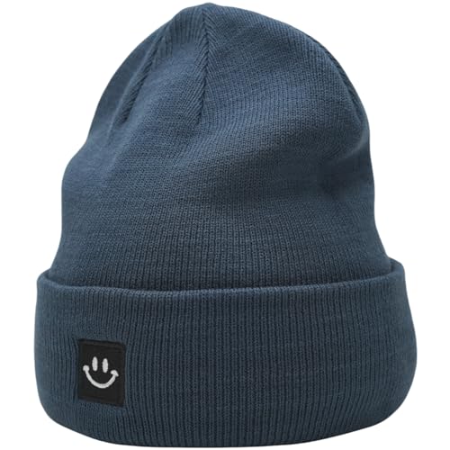 55cube Unisex Winter Beanie Hats Warm Thick Knit Cuffed Skullcaps - color: Dark Blue Green