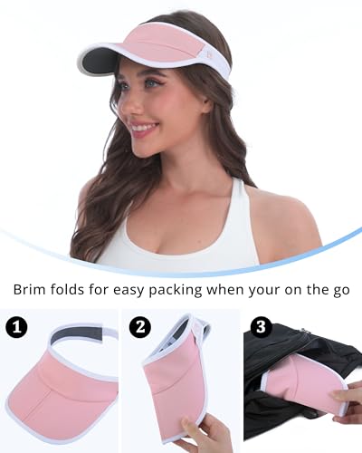 GADIEMKENSD Foldable Sun Visor Hat UPF 50+ Lightweight Adjustable - color: Pink White