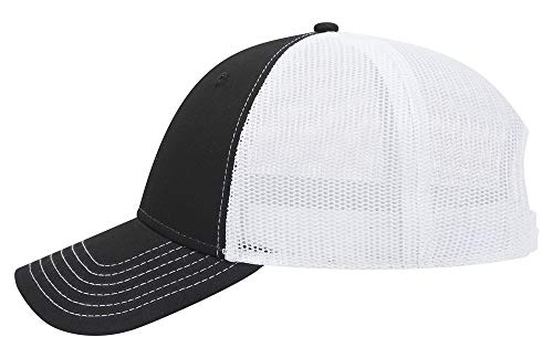 OTTO 6 Panel Low Profile Contrast Vertical Mesh Back Cap - color: Blk/Blk/Wht