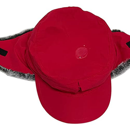 Winter Trapper Hunting Hat,Tweed Ear Flaps Cap,Berber Fleece Lined - color: Red 1