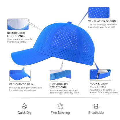 FEINION Men Laser Mesh Breathable Snapback Baseball Cap - color: Royal Blue