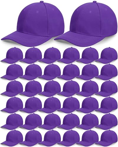 Foaincore 36 Pack Blank Baseball Cap Bulk Adjustable Back Strap Sublimation Hats Plain Unisex Trucker Hat for Men Women - color: Purple