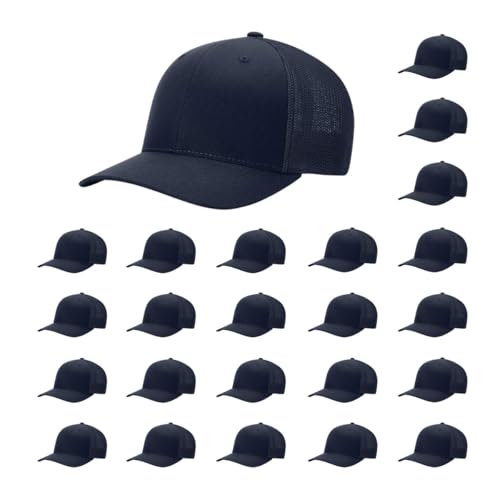Richardson 110 Trucker R-Flex Baseball Cap| Fitted Mesh Back Hat - color: Navy, size: Large-X-Large