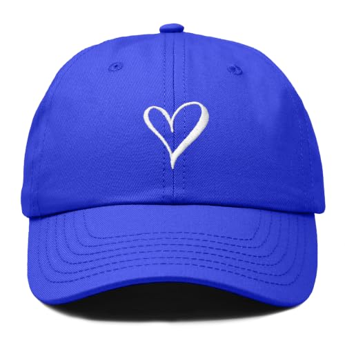 Hand Drawn Heart Hat Womens Embroidered Baseball Cap - color: Royal Blue