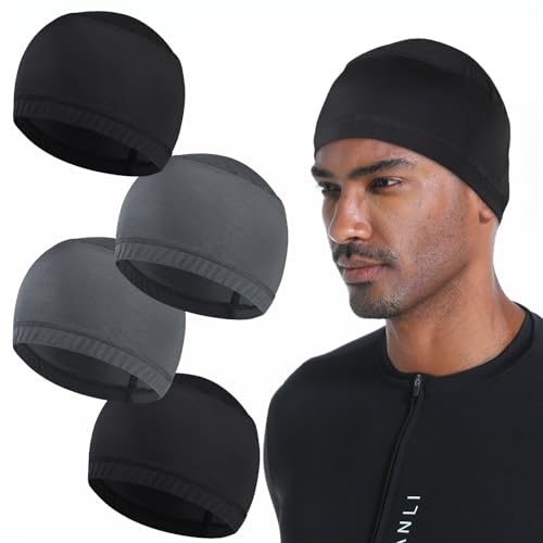 Cooling Skull Caps for Men Hard Hat Helmet Liner Cycling Cap Running Beanie - color: 2pcs Black+2pcs Grey