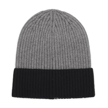 ZLYC Men Winter Knit Fisherman Beanie Hat Fashion Warm Daily Skull Cap - color: Cuffed Black and Gray