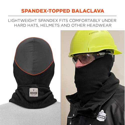 Balaclava with Spandex Top, Comfortable Wear Under Helmet, Winter Face Mask, Ergodyne N-Ferno 6822,Black - size: One Size