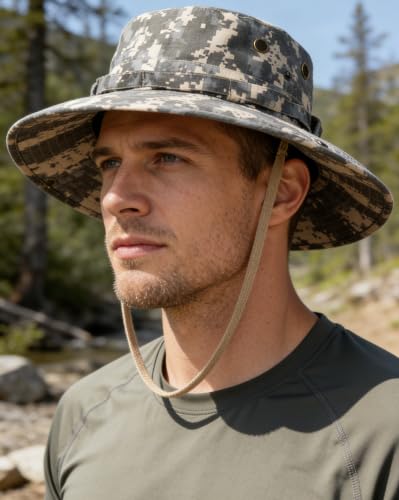Camouflage-Sun Hat for Men-Women-Breathable-Boonie Hats-Fishing Bucket Cap