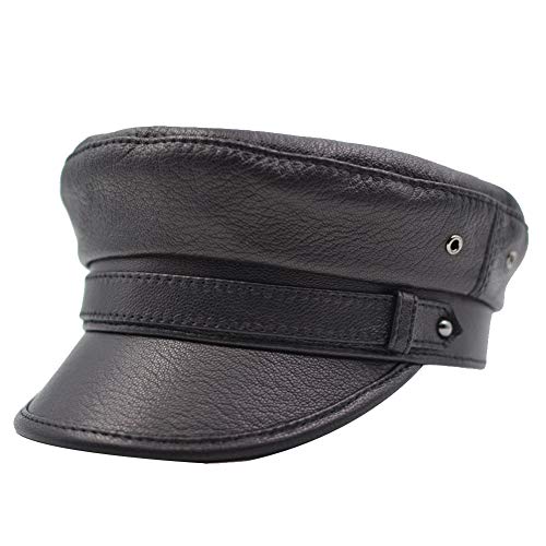 Men Women Leather Yacht Captain Sailor Hat Newsboy Cabbie Baker Peaked Beret Cap - size: Medium