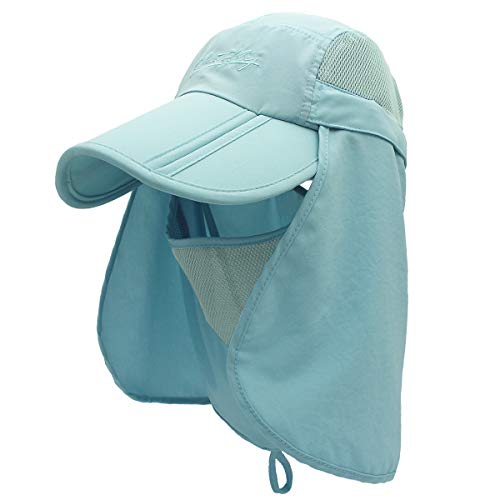 Surblue Baseball Sun Cap with Removable Neck Flap and Face Mask UPF 50+ - color: Blue, size: Small