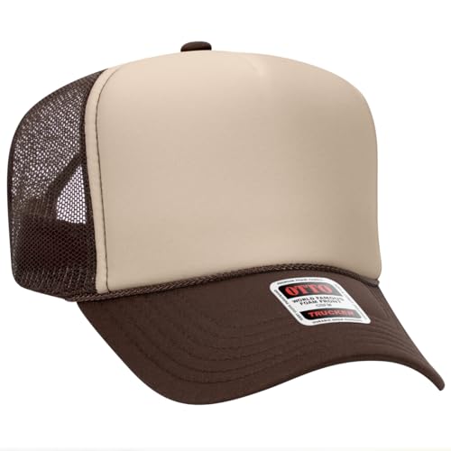 BROTHER TRUCKERS The World's Greatest Polyester Trucker Hat Blank in 73+ Colors - Wholesale Snapback Hat - color: Brn/Tan/Brn