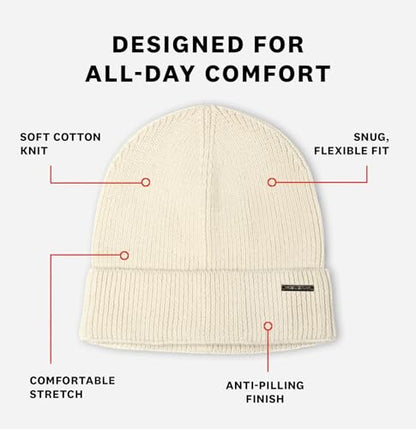Revony 100% Cotton Men’s Skull Beanie – Soft, Structured, Everyday Comfort - color: Ivory