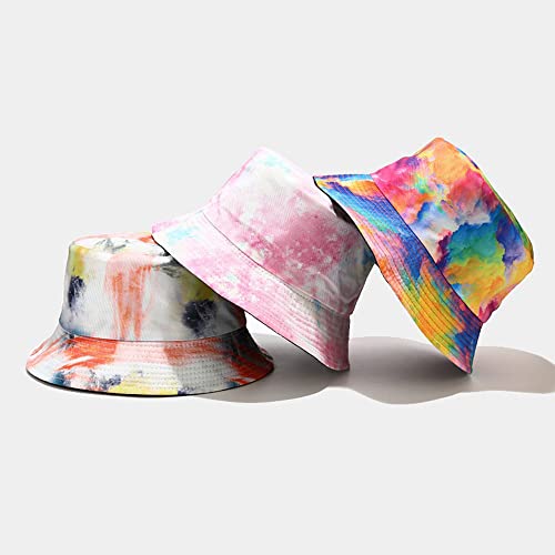 Unisex Print Double-Side-Wear Reversible Bucket Hat - color: Colorful Tie-dye B