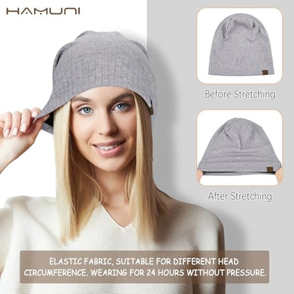 HAMUNI Slouchy Beanie for Men Women Soft Lightweight Chemo Headwear - color: Light Grey