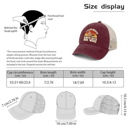 A Clean Beaver Always Gets More Wood Trucker Hats - Women's & Men's Funny Dad Hats - Perfect Birthday Gifts - color: Red