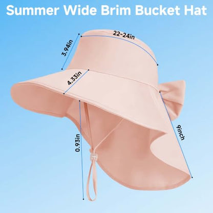 Womens Ponytail Hole Sun Hat with Neck Flap Outdoor UPF 50+ - color: Pink