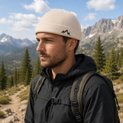 Outdoor Brimless Hat for Men Women, Adjustable Rolled Cuff Skull Cap - color: 2#beige
