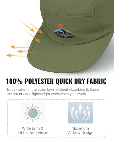 Clakllie Quick Dry 5 Panel Hats for Men Unstructured Flat Brim Baseball Cap - color: Cdus-dfb3-green
