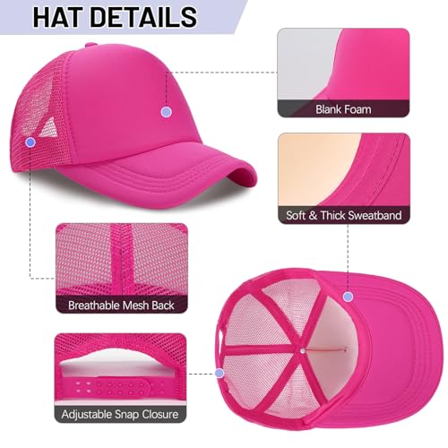 Ultrafun 10 Pack Trucker Hat Mesh Sublimation Blank Hats Adjustable Baseball Caps Hats for Men Women - color: Rose Red
