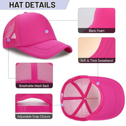 Ultrafun 10 Pack Trucker Hat Mesh Sublimation Blank Hats Adjustable Baseball Caps Hats for Men Women - color: Rose Red