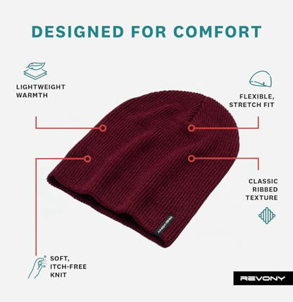Essential Knit Beanie – Soft, Lightweight Comfort in Fun Colors - color: Maroon