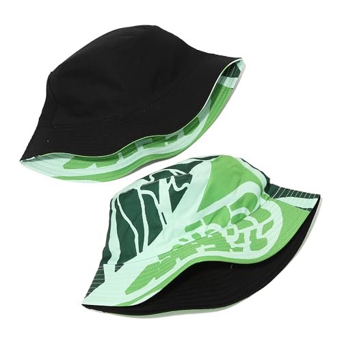 Unisex Print Double-Side-Wear Reversible Bucket Hat - color: Lettuce Vein