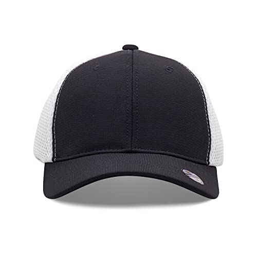 [2 Pack] Hybrid Stretch-Fitted Trucker Cap, Baseball Cap with Air Mesh - color: 2pk Black/White (Air Mesh), size: Large-X-Large