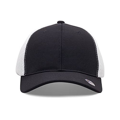 [2 Pack] Hybrid Stretch-Fitted Trucker Cap, Baseball Cap with Air Mesh - color: 2pk Black/White (Air Mesh), size: Large-X-Large