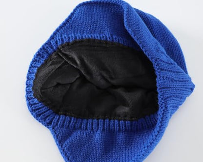 Home Prefer Mens Winter Hat Knit Earflap Hat Stocking Caps with Ears Beanie Hat - color: Royal Blue
