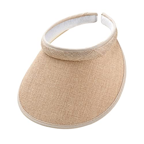 Cloth Covered Slip-On Visor for Women, Adjustable Cap Sports Sun Visors for Men - color: Beige