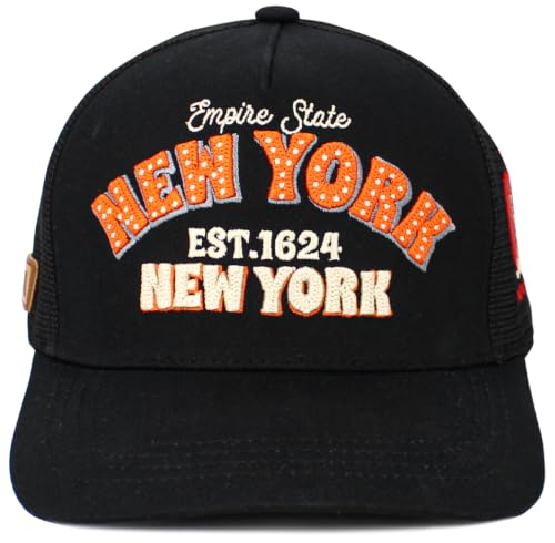 City Snapback Embroidered Fashion Snapback Hat New York Brooklyn Adjustable Baseball Cap Mens Womens - color: Black New York Vintage Ballcap
