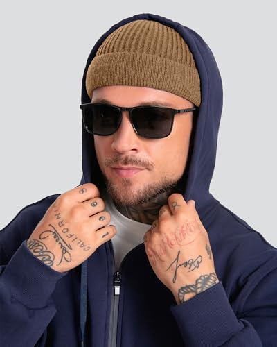 ROYBENS Short Fisherman Beanie for Men Women Wool Knit Warm Winter Hat Swag - color: 1pcs-light Coffee