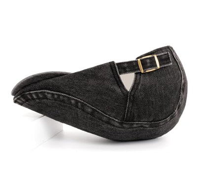 QHFHULV Newsboy Cap for Men Cotton Flat Gatsby Ivy Golf Cabbie Driving Hat - color: Classic Black