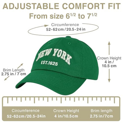 E BY ELIDAN NY Dad Hat, New York EST.1625 Cotton Baseball Cap Women & Men - color: Kelly Green