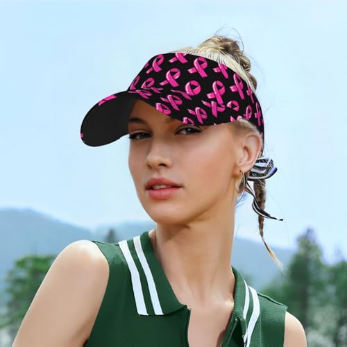 Unisex Adjustable Sports Sun Visor - color: Breast Cancer