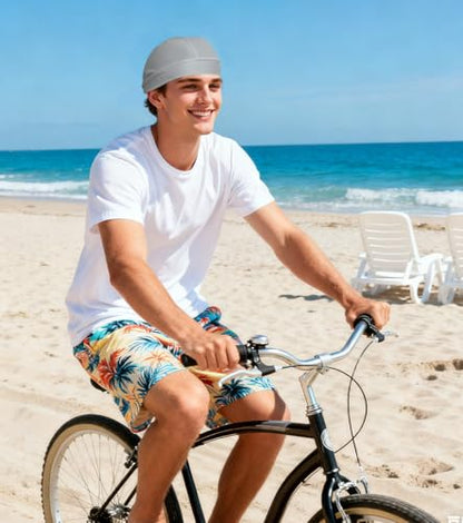 Sweat Wicking Do Rags Skull Caps, Cooling Hip Hop Hat, Beanie Durag Motorcycle Head Wrap Doo Rag Liner for Men Women - color: Grey