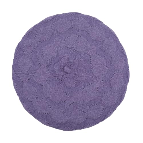 ZLYC Women French Beret Hat Reversible Solid Color Knit Warm Artist Cap - color: Cable Pattern Purple